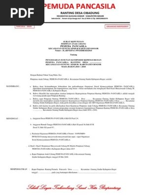 Pimpinan anak ranting ix pemuda pancasila kelurahan rengas pulau kecamatan medan marelan sekretariat : Conth Sk Ranting Pemuda Pancasila Pdf Pdf