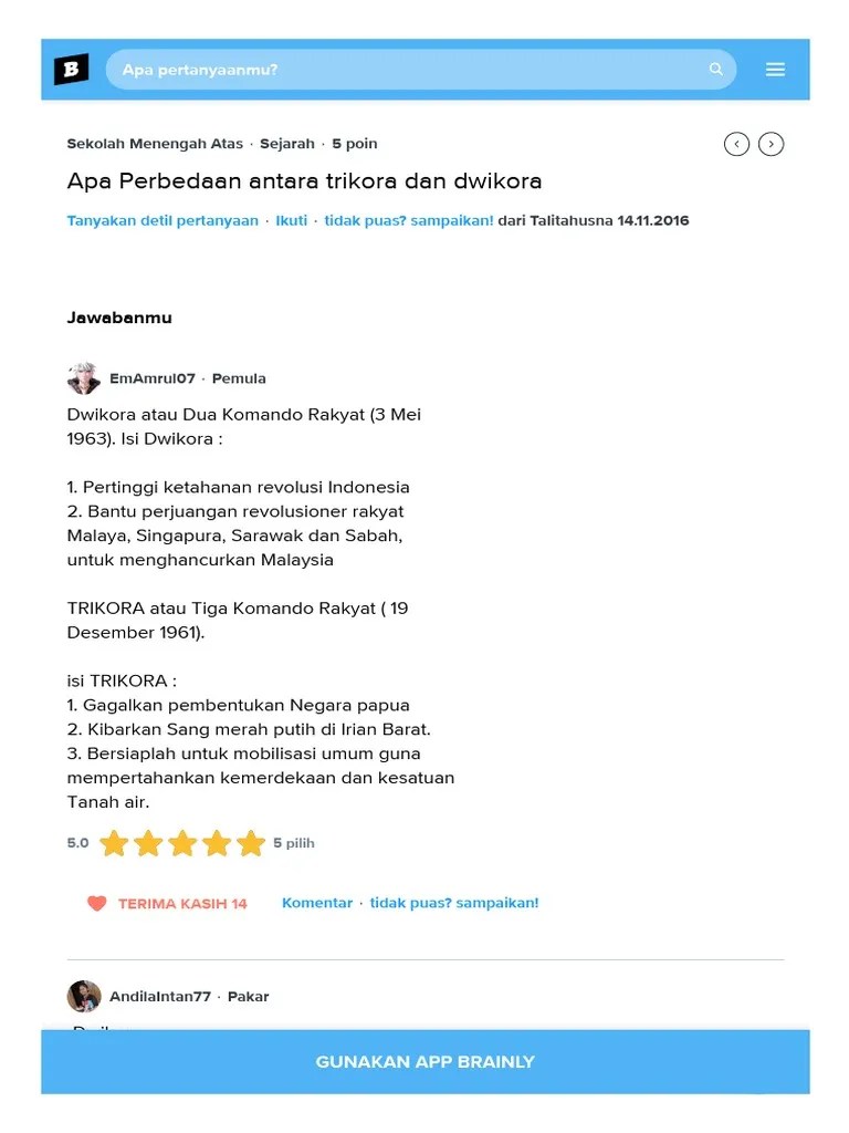 Indonesia (bpupki) atau dalam bahasa jepangnya dokuritsu junbi cosakai.,makna proklamasi kemerdekaan,sejarah,cerita sejarah,sejarah . Apa Perbedaan Antara Trikora Dan Dwikora Brainly Co Id Pdf