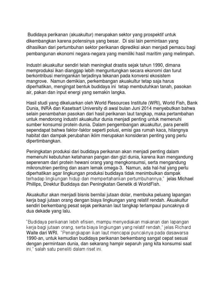 Budidaya Perikanan Bahasa Indo | PDF