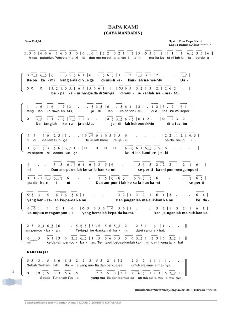 Bapa Kami Mandarin Damian Alma PDF | PDF