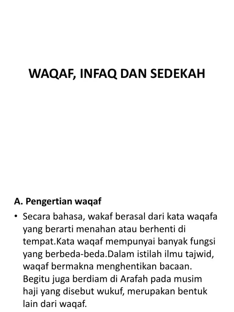 Waqaf, Infaq Dan Sedekah | PDF