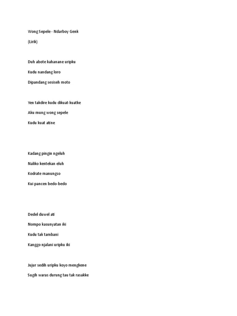 Wong Sepele - Ndarboy Genk | PDF