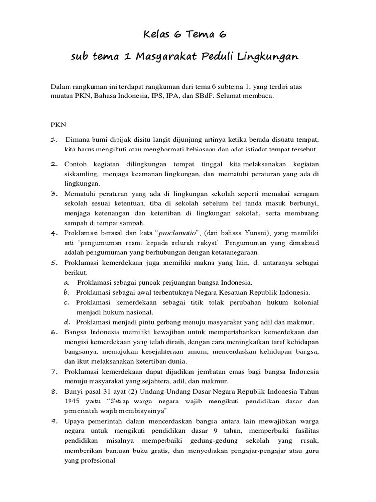 Keunikan dan keistimewaan hewan tersebut . Rangkuman Tema 6 Kelas 6 K13 Pdf