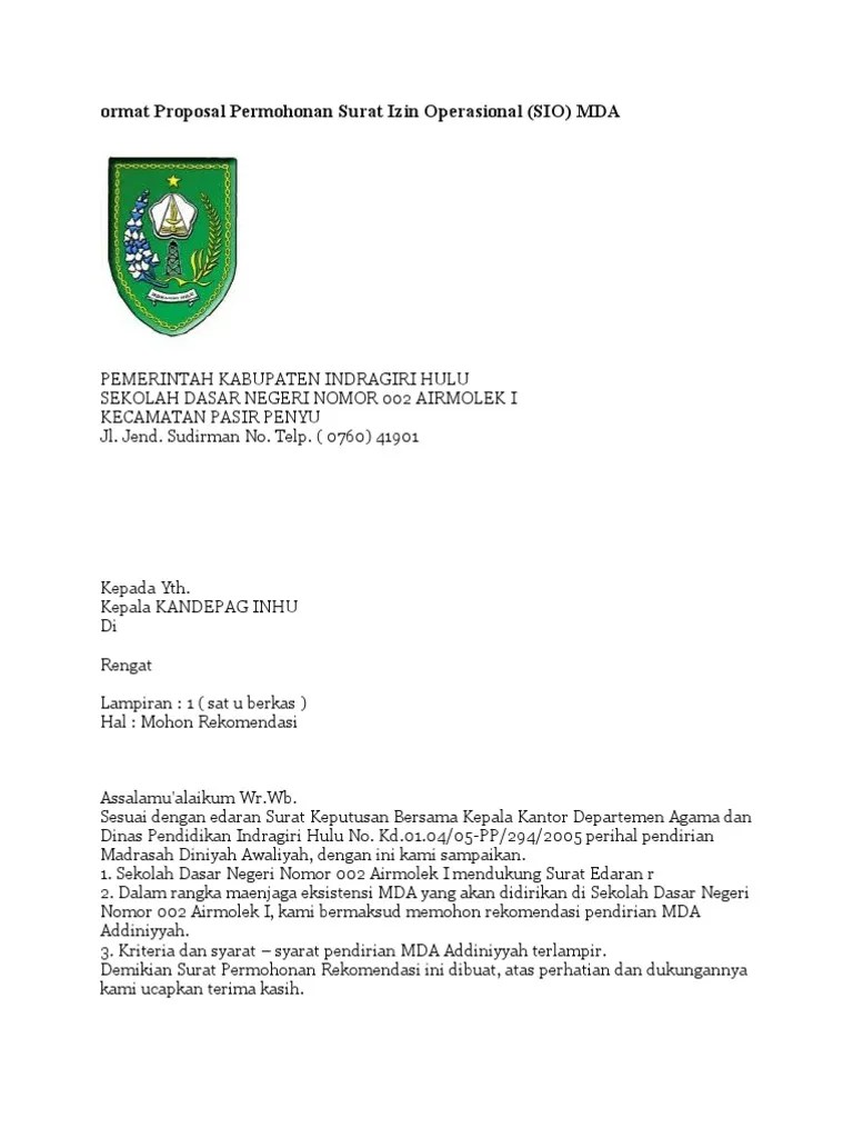 Contoh Surat Permohonan Izin Operasional Sekolah Smp Doc / Surat