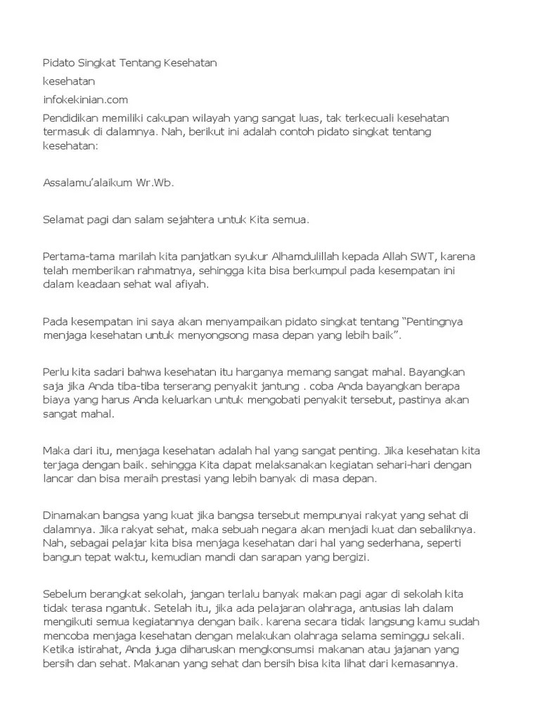 Pidato Singkat Tentang Kesehatan | PDF