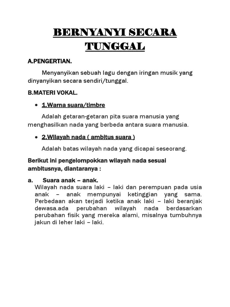 Bernyanyi Secara Tunggal | PDF