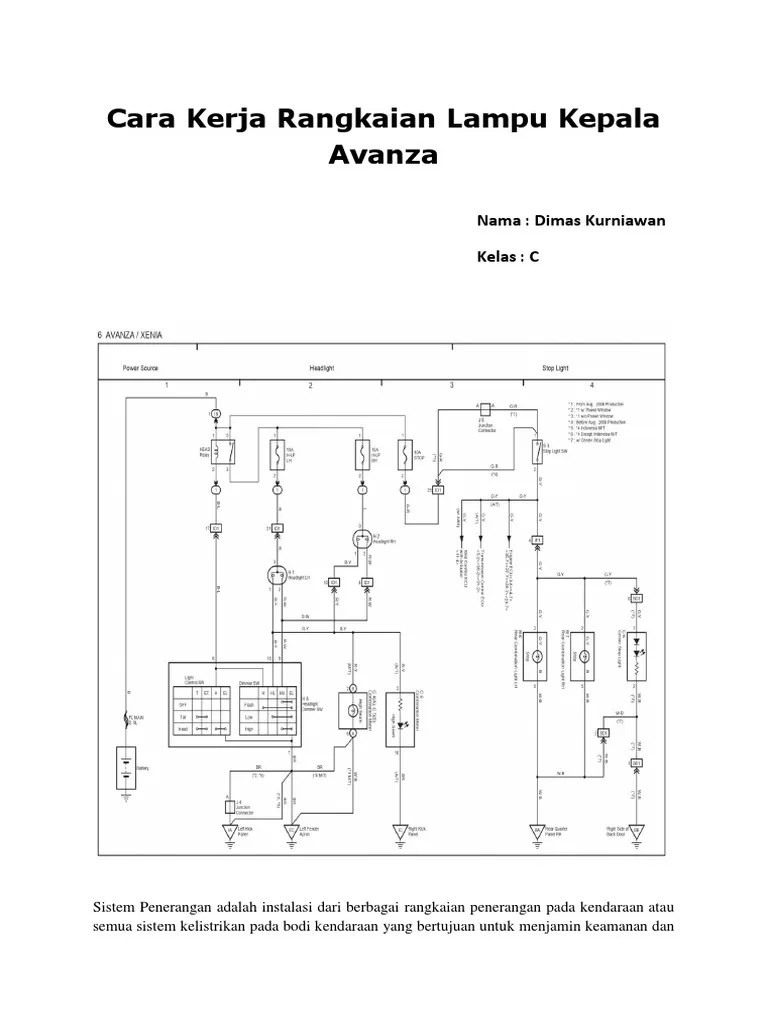 Saat saklar lampu low beam diaktifkan maka arus dari baterai mengakir memasuki relay. Cara Kerja Rangkaian Lampu Kepala Avanza Pdf