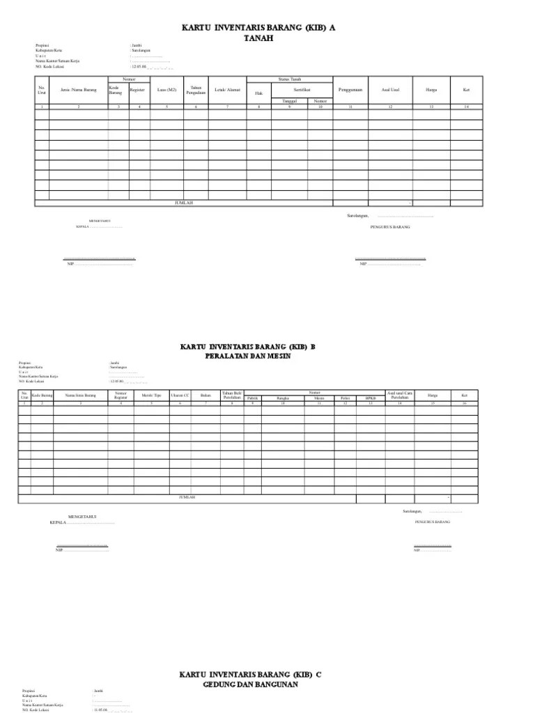 Kartu Inventaris Barang (Kib) | PDF