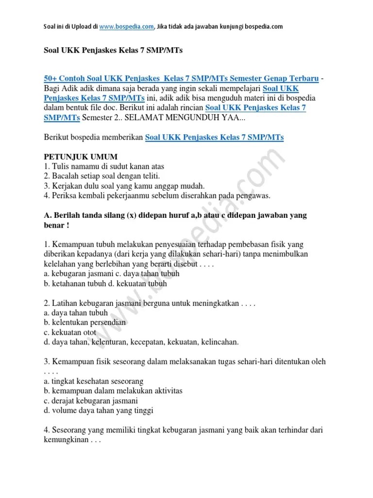 50 soal tentang mata pelajaran penjas materi kebugaran jasmani. Download Soal Kebugaran Jasmani Kurikulum 13 Contoh Soal Kebugaran Jasmani Dengan Elizabeth Afeasselt