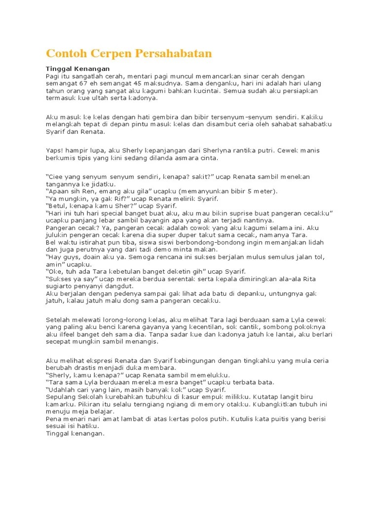 Konon katanya, lagu ini dinyanyikan gaby karena . Contoh Cerpen Persahabatan Pdf