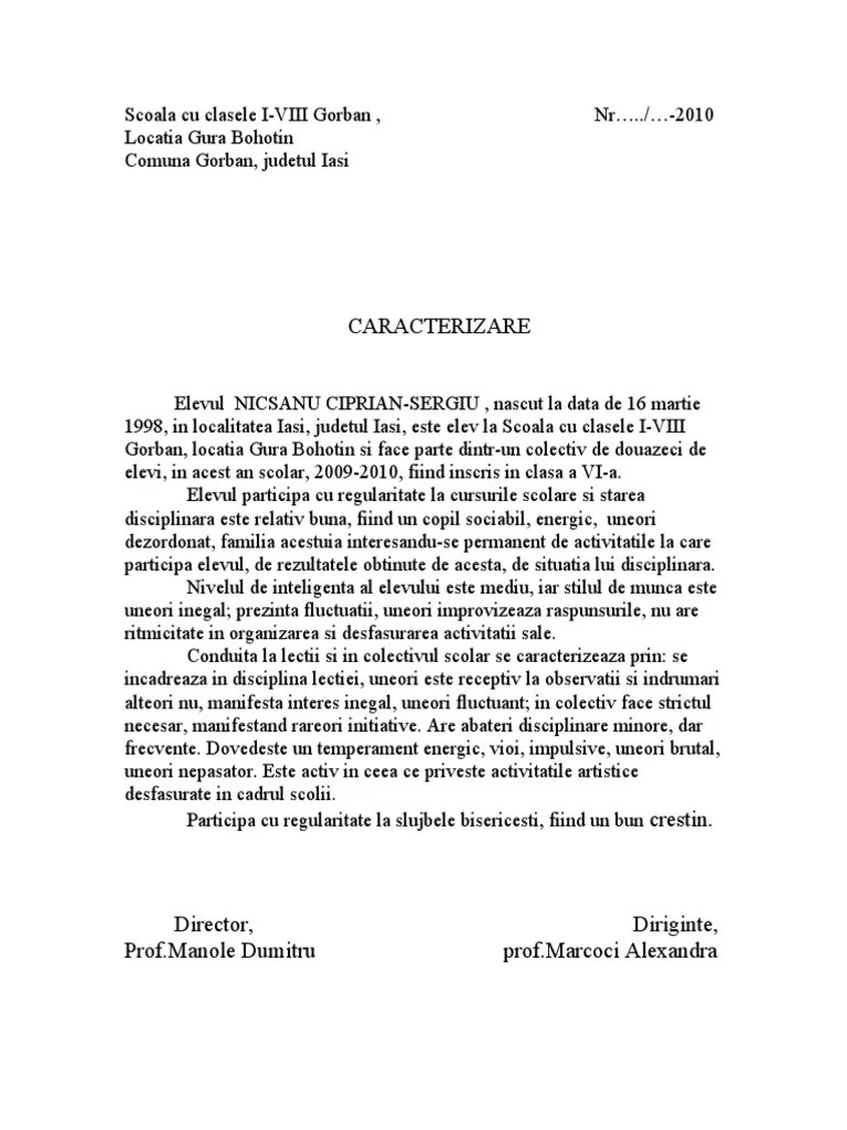 Gasesti aici un model de caracterizare ( de la vecini, prieteni,. caracterizare sergiu