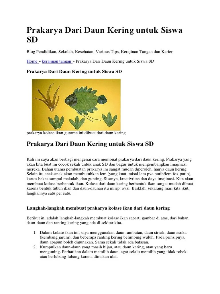 Prakarya Dari Daun Kering Untuk Siswa SD | PDF