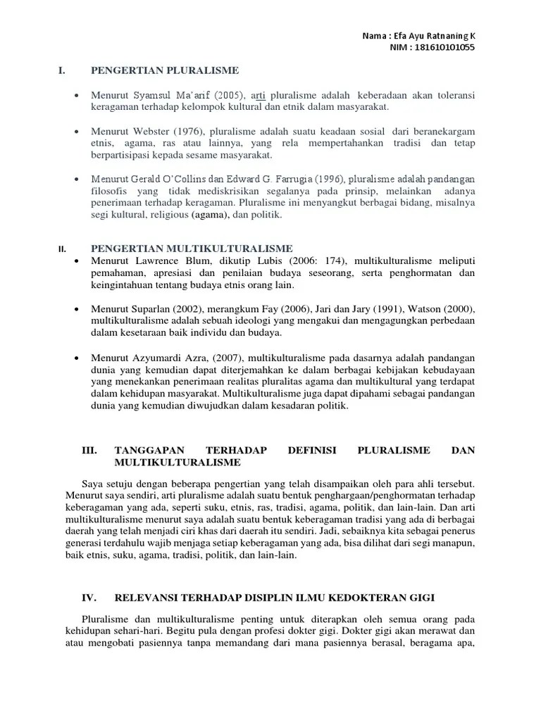 Makalah Pluralisme Dan Multikulturalisme | PDF
