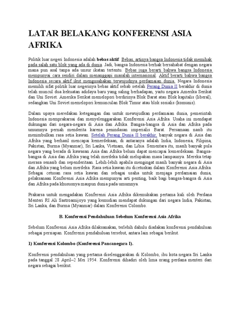 Latar Belakang Konferensi Asia Afrika | PDF