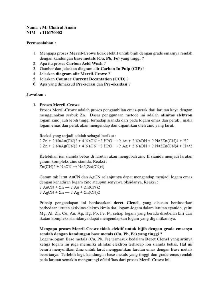 Tugas Metalurgi Non Ferous M. Chairul Anam (116170002) | PDF