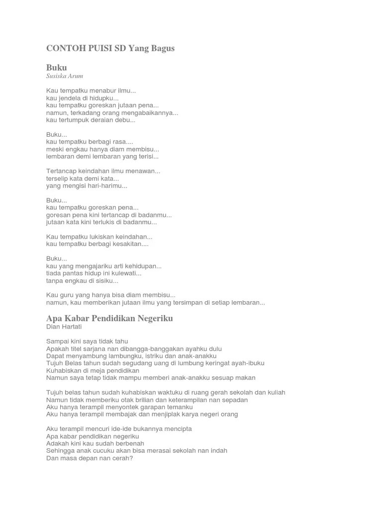 CONTOH PUISI SD Bagus - 1 | PDF