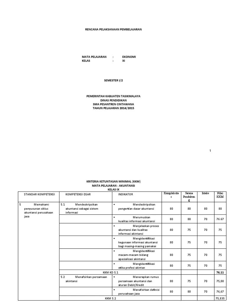 RPP Ekonomi XI | PDF