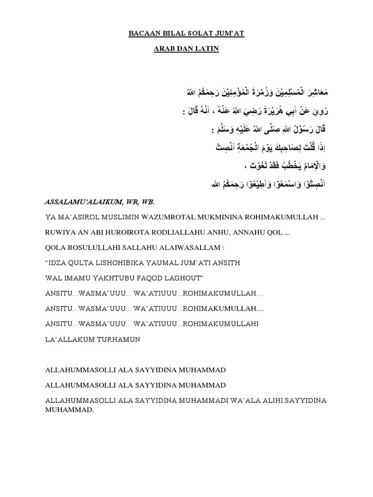 Bacaan Bilal Solat Jumat Arab Latin | PDF