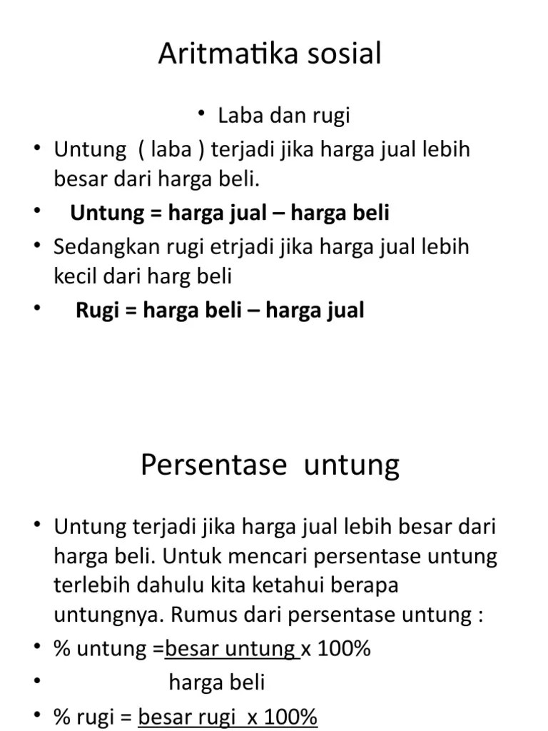 Aritmatika Sosial Kelas 7 | PDF