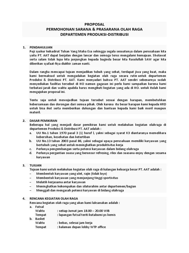 Proposal Kegiatan Olahraga Perusahaan | PDF