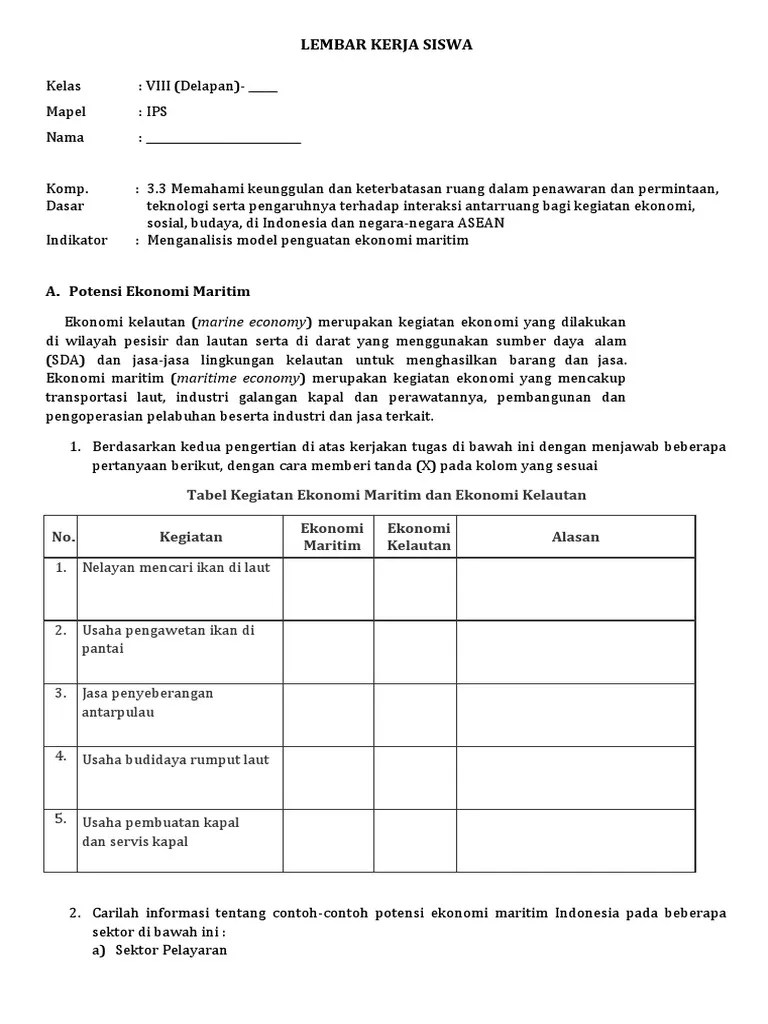 LKS 23 Ips 8 Potensi Maritim Indonesia 2 | PDF