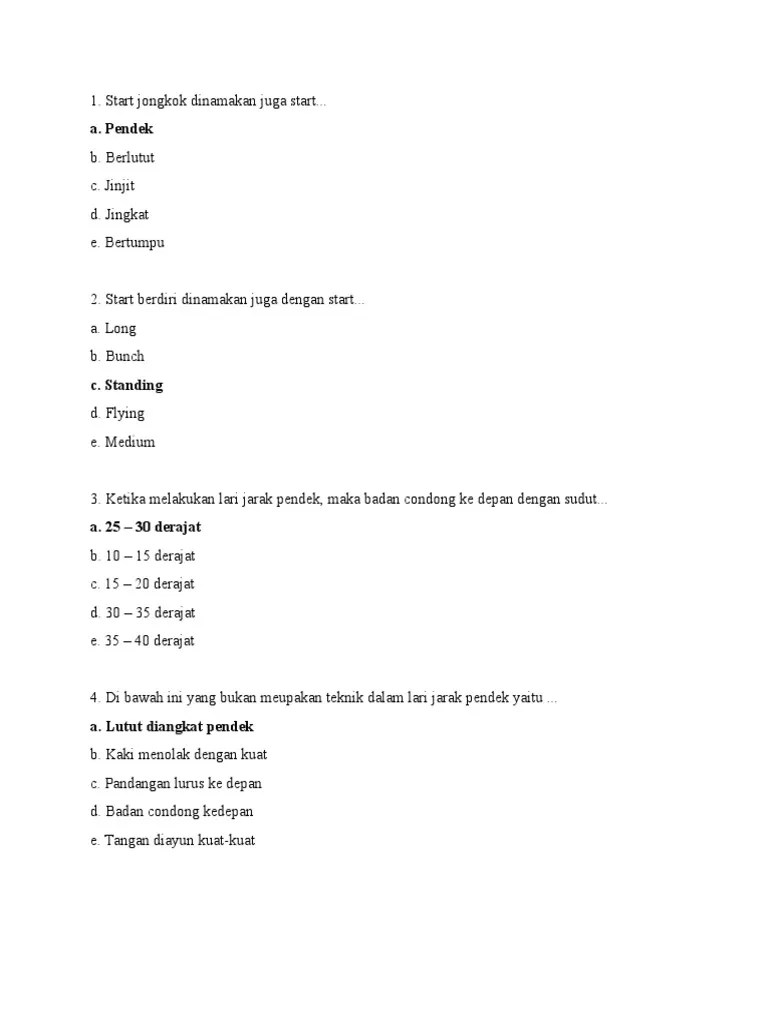 Olahraga Atletik Langsung Jawaban | PDF