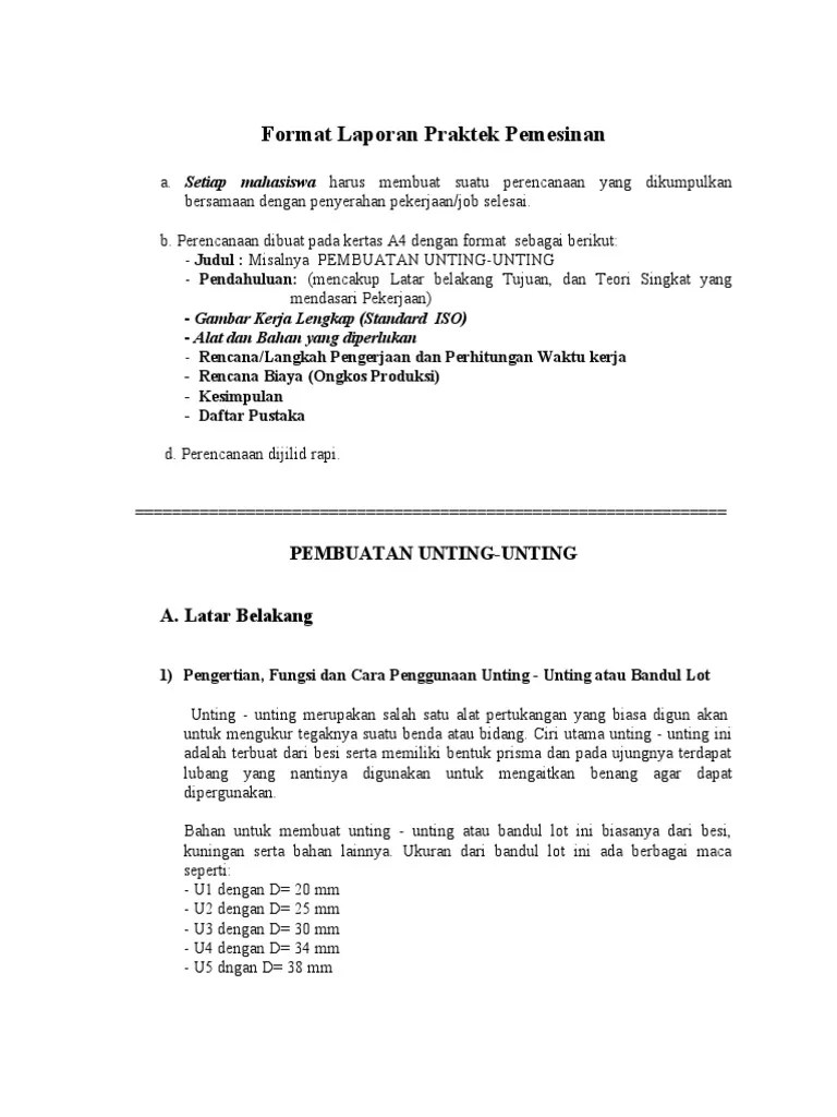 Format Laporan Pemesinan | PDF