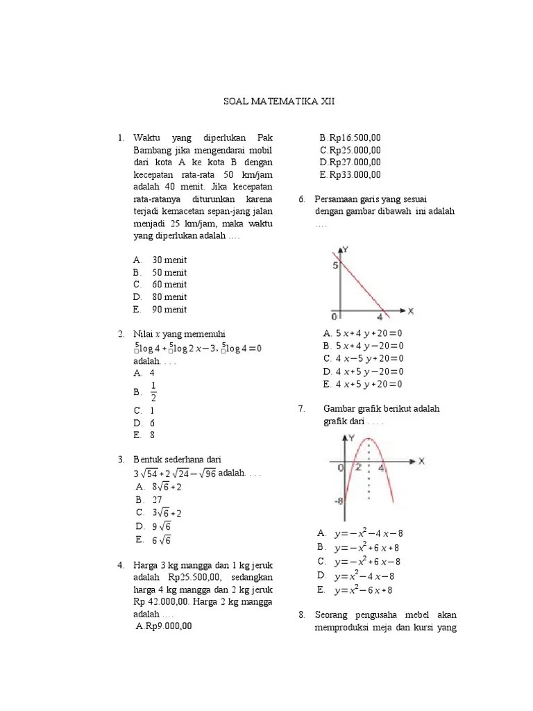 Soal Matematika Xii G. Classroom | PDF