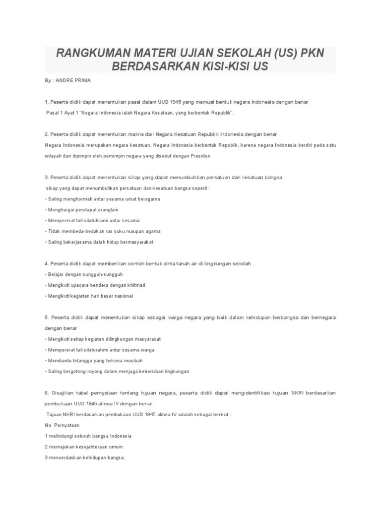 Rangkuman Materi Ujian Sekolah | PDF