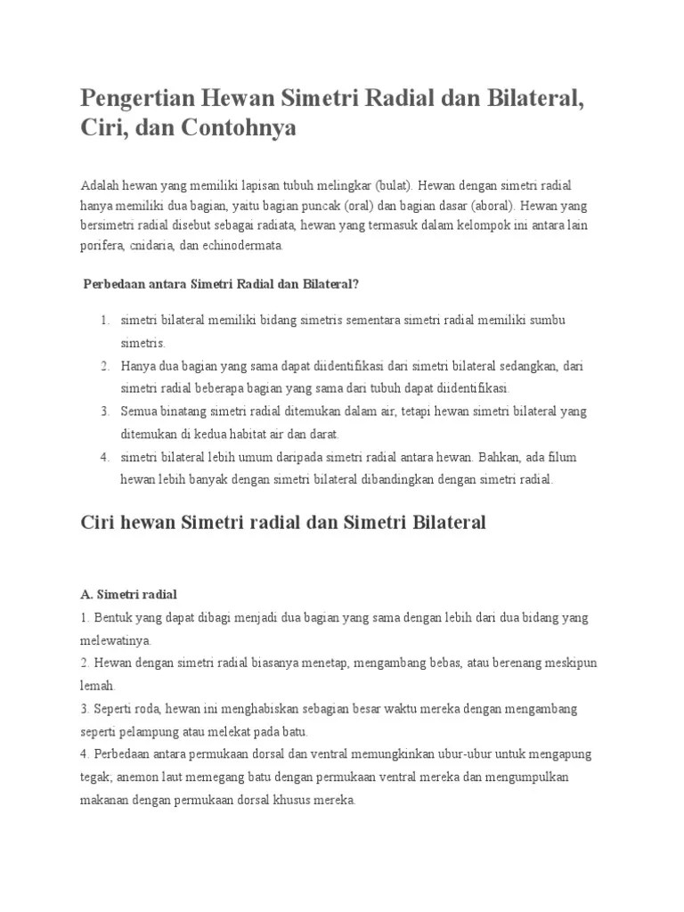 Pengertian Simetri Bilateral Adalah