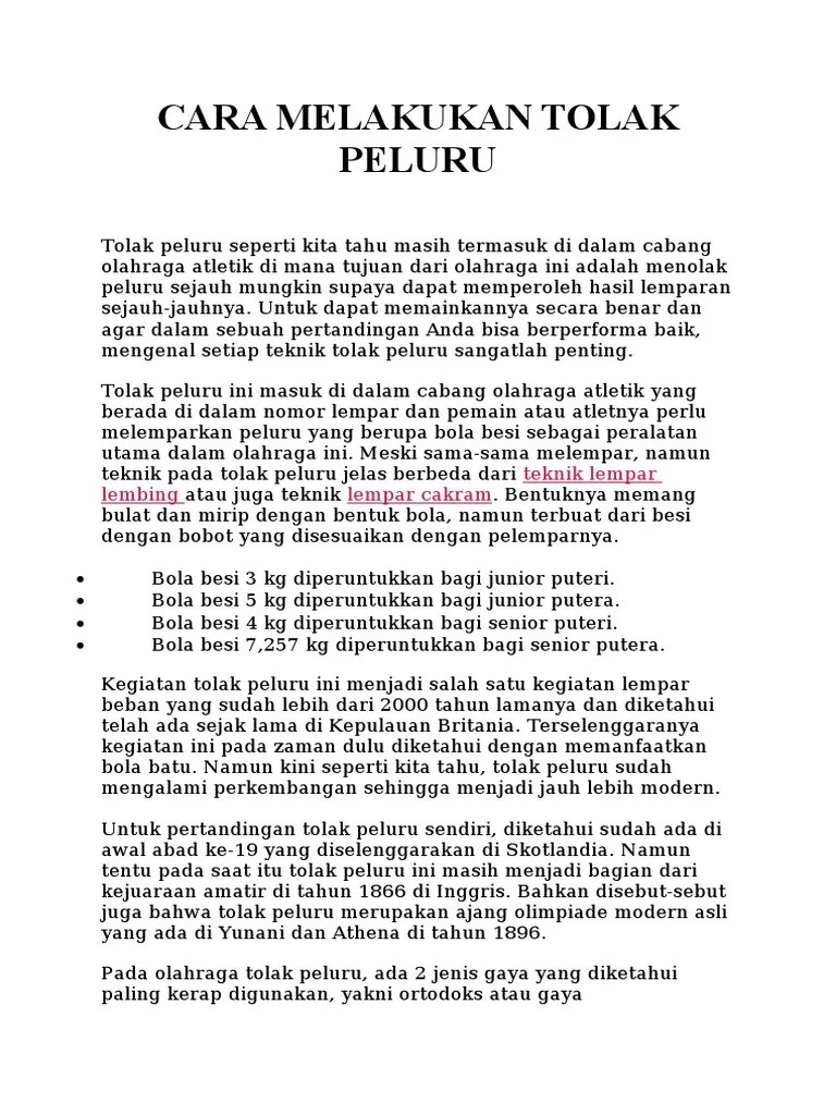 Cara Melakukan Tolak Peluru | PDF