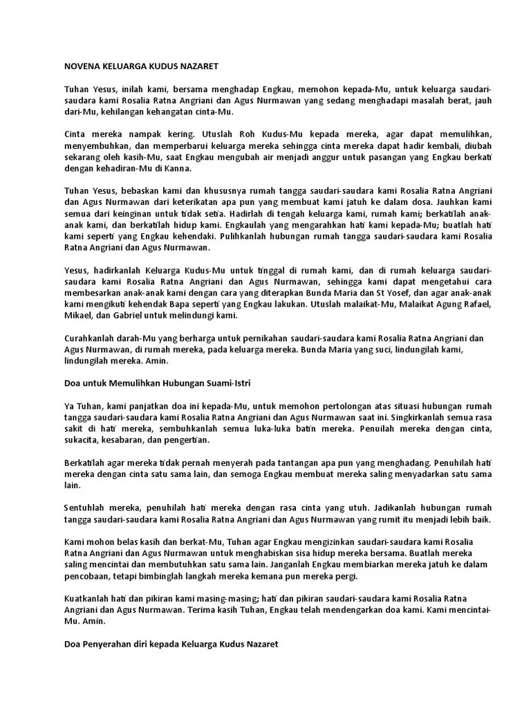 Novena Keluarga Kudus Nazaret | PDF