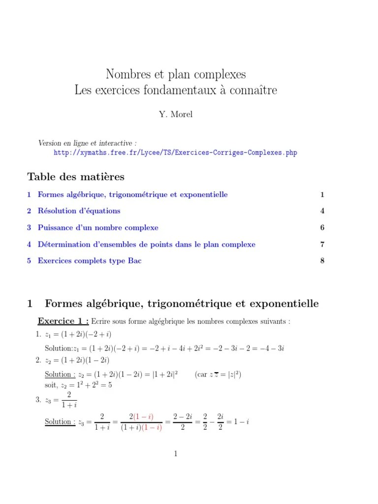 Exercices Corriges Complexes | PDF | Nombre complexe | Mathématiques  élémentaires
