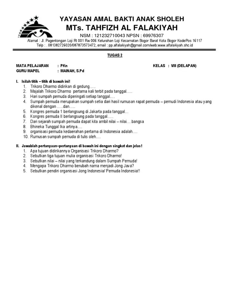 Organisasi Tri Koro Dharmo Didirikan Pada Tanggal – Sekali