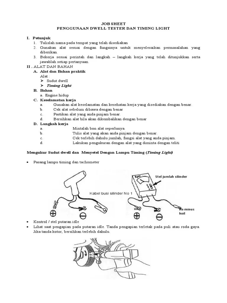 Job Sheet Dwell Tester Dan Timing Light