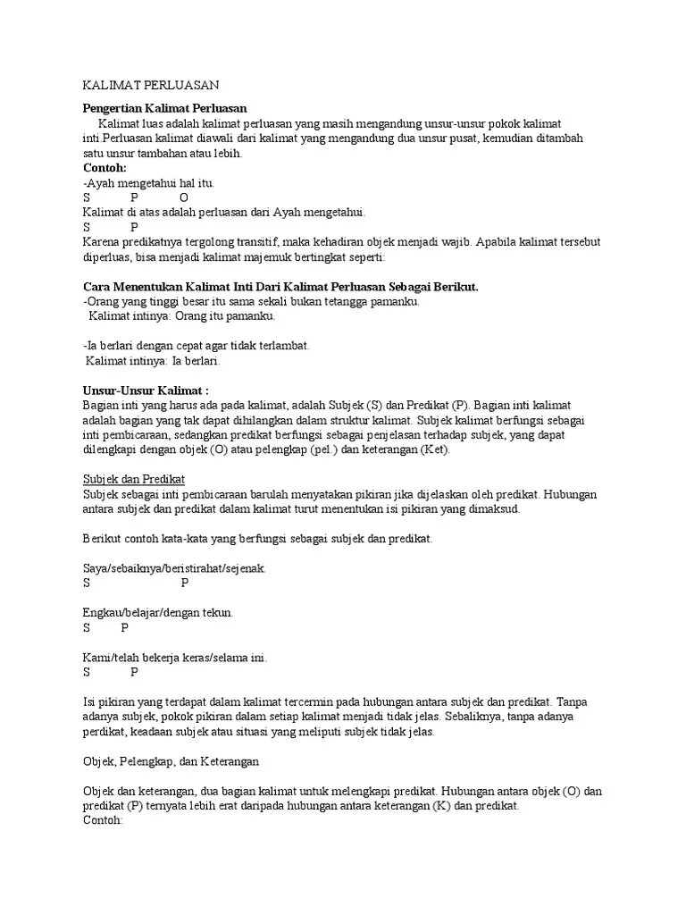 Kalimat Perluasan | PDF