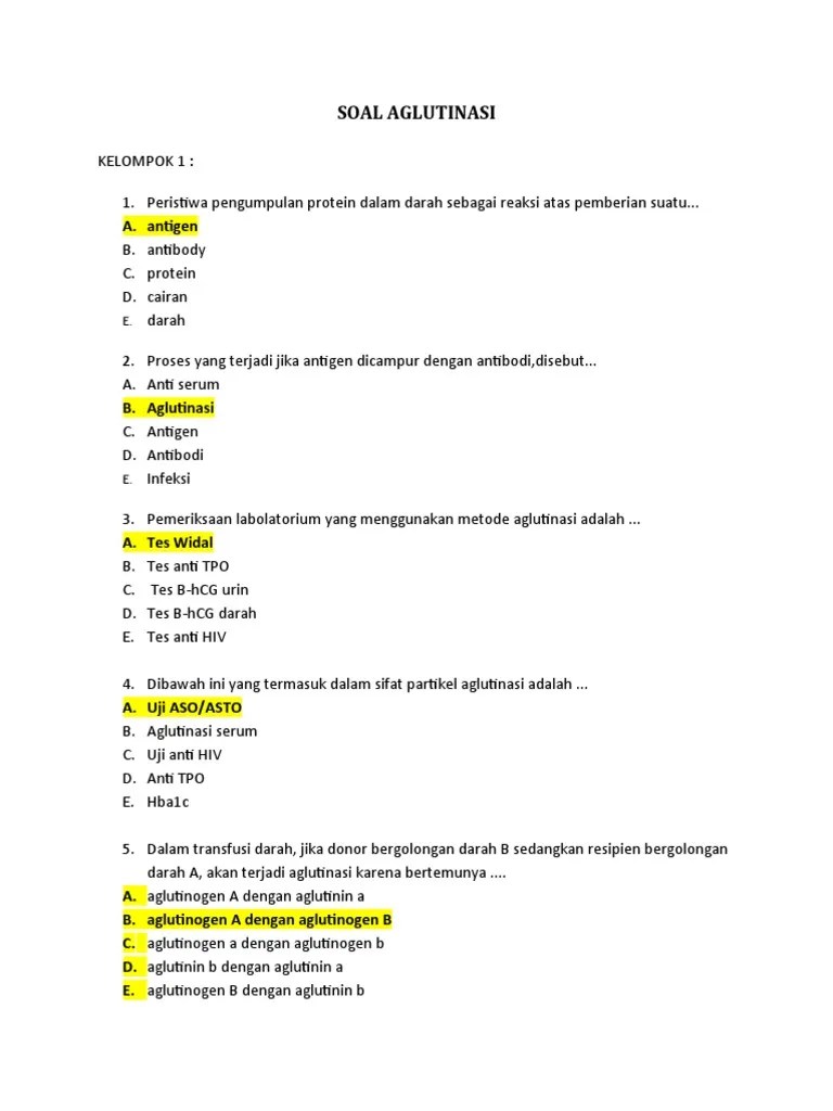 Soal Imun Aglutinasi klp.1 | PDF