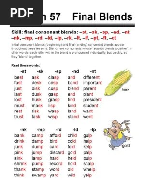 110 words ending in mp. Lesson 57 Final Blends Pdf Human Voice Human Communication