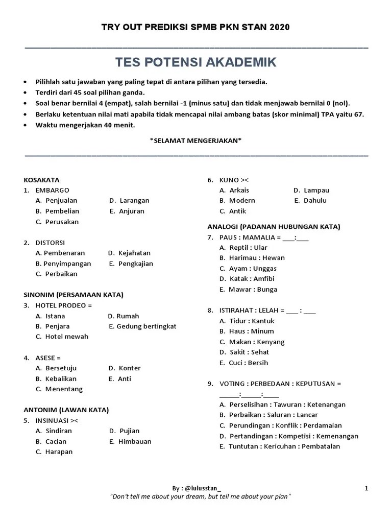 Soal - To (Tpa) | PDF