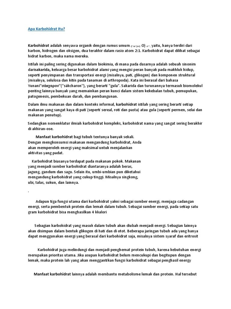 Apa Karbohidrat Itu | PDF