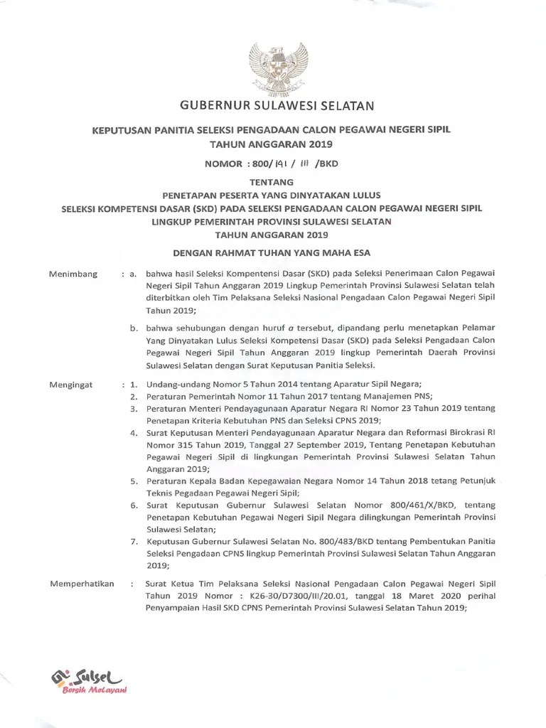 Surat keputusan pengangkatan pns dalam pangkat lokal. Sk Panitia Seleksi Cpns Pdf