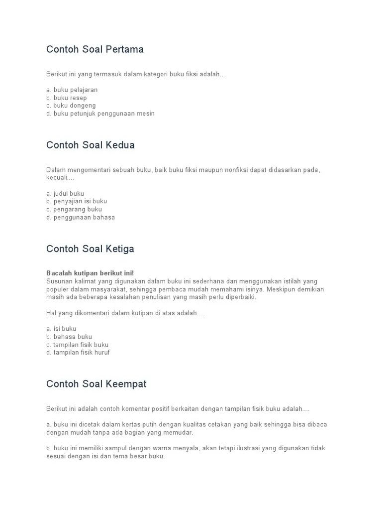 Soal Fiksi Dan Nonfiksi | PDF