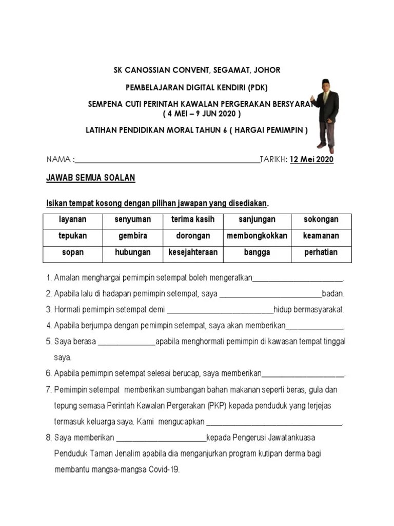 Soalan Pendidikan Moral Tahun 6 2022 / Pendidikan Moral Tahun 6 Unit 1 Bahagian 2 Worksheet