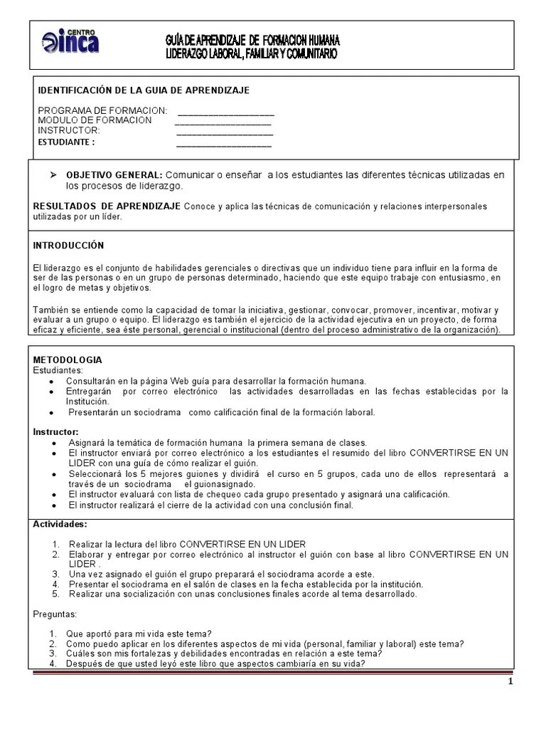 Seis mejores dinámicas y actividades de liderazgo para niños · aviones de papel · simón dice · la pelota · el conductor · el círculo · nudo de personas · deja un . Nueva Guia De Liderazgo Laboral Familiar Y Comunitario Pdf Liderazgo Conceptos Psicologicos