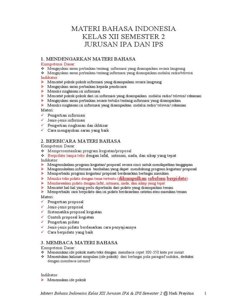 Rpp bahasa indonesia sma kelas xii kurikulum 2013 semester 1 fdan 2. Materi Kelas Xii Semeser 2 Pdf