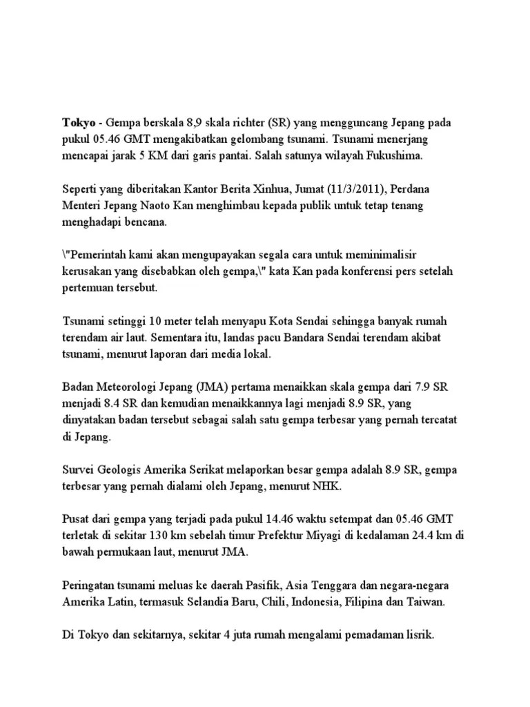 Tokyo Keterangan Tsunami | PDF