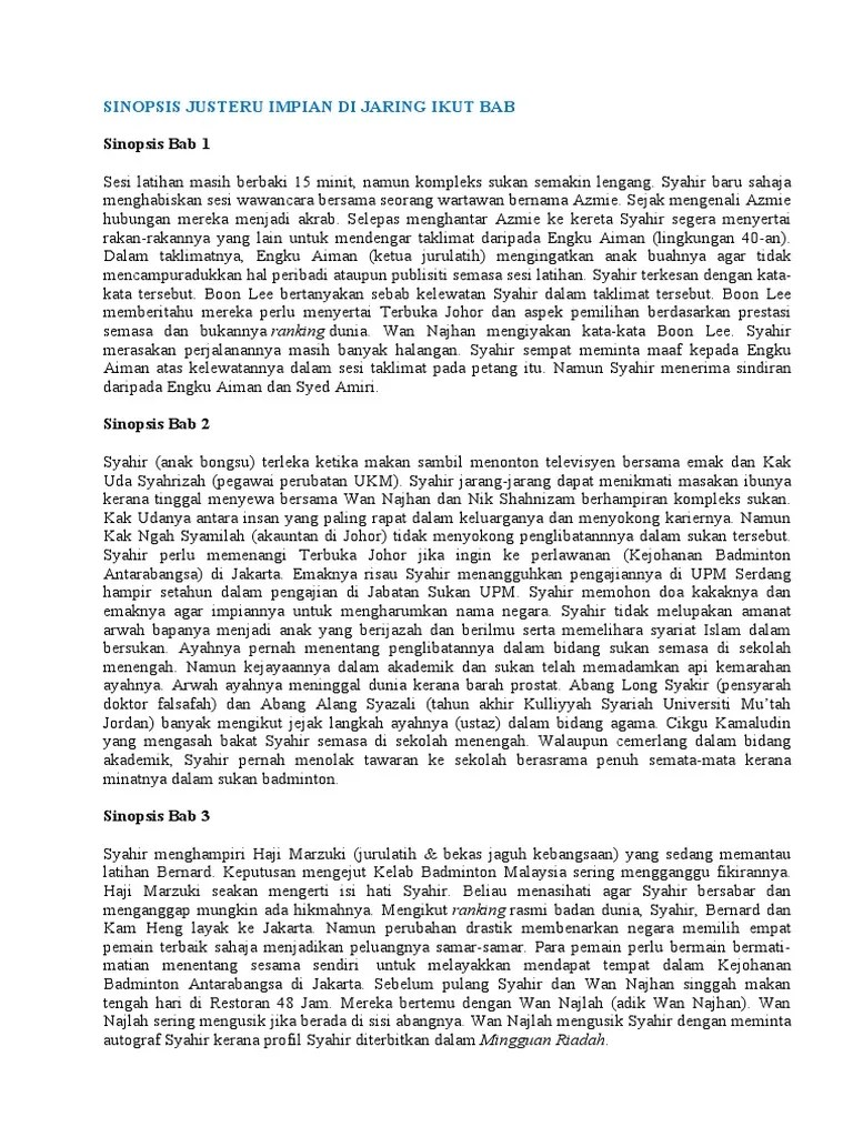 Sinopsis ikut bab novel tirani bab 1: Sinopsis Justeru Impian Di Jaring Ikut Bab Pdf