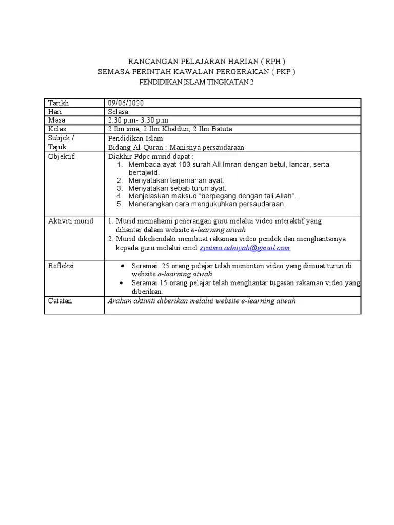 Jul 18, 2017 · kit program transisi tahun 1 2.0 sesi 2022. Rancangan Pelajaran Harian Rph Pendidikan Islam Form 2 Jun Pdf