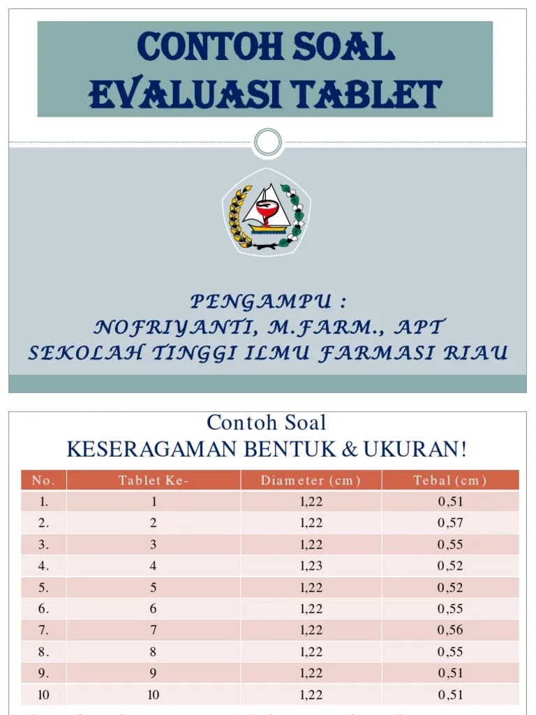 Contoh Soal EVALUASI TABLET | PDF