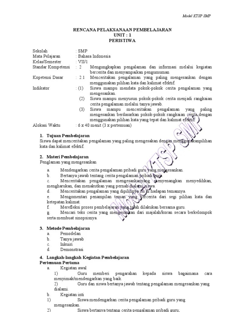 Download rpp bahasa jawa kelas 1 sd . Rpp Kelas 7 Smp Ktsp Bahasa Indonesia Revisi Id
